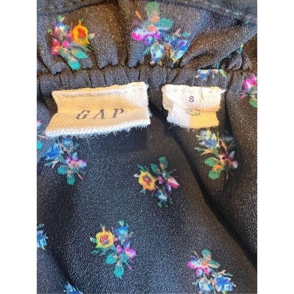 Gap small black dainty delicate flowers elastic waist flowy sheer sleeve dress - Picture 4 of 5
